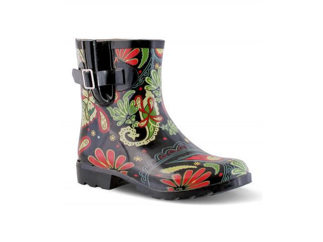Nomad Paisley Black Dew Rain Boots Women Size 7 LARGE Fit RV $47 in ...
