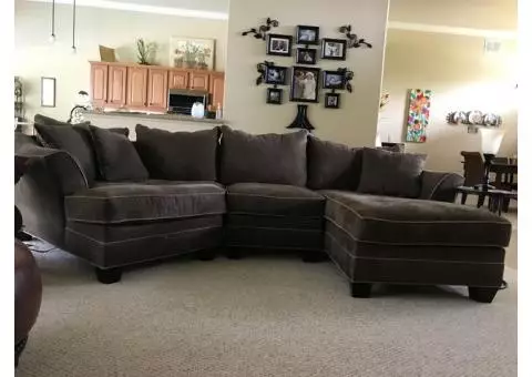 3 Piece Sectional Micro-Suede Sofa in Excellent Condition